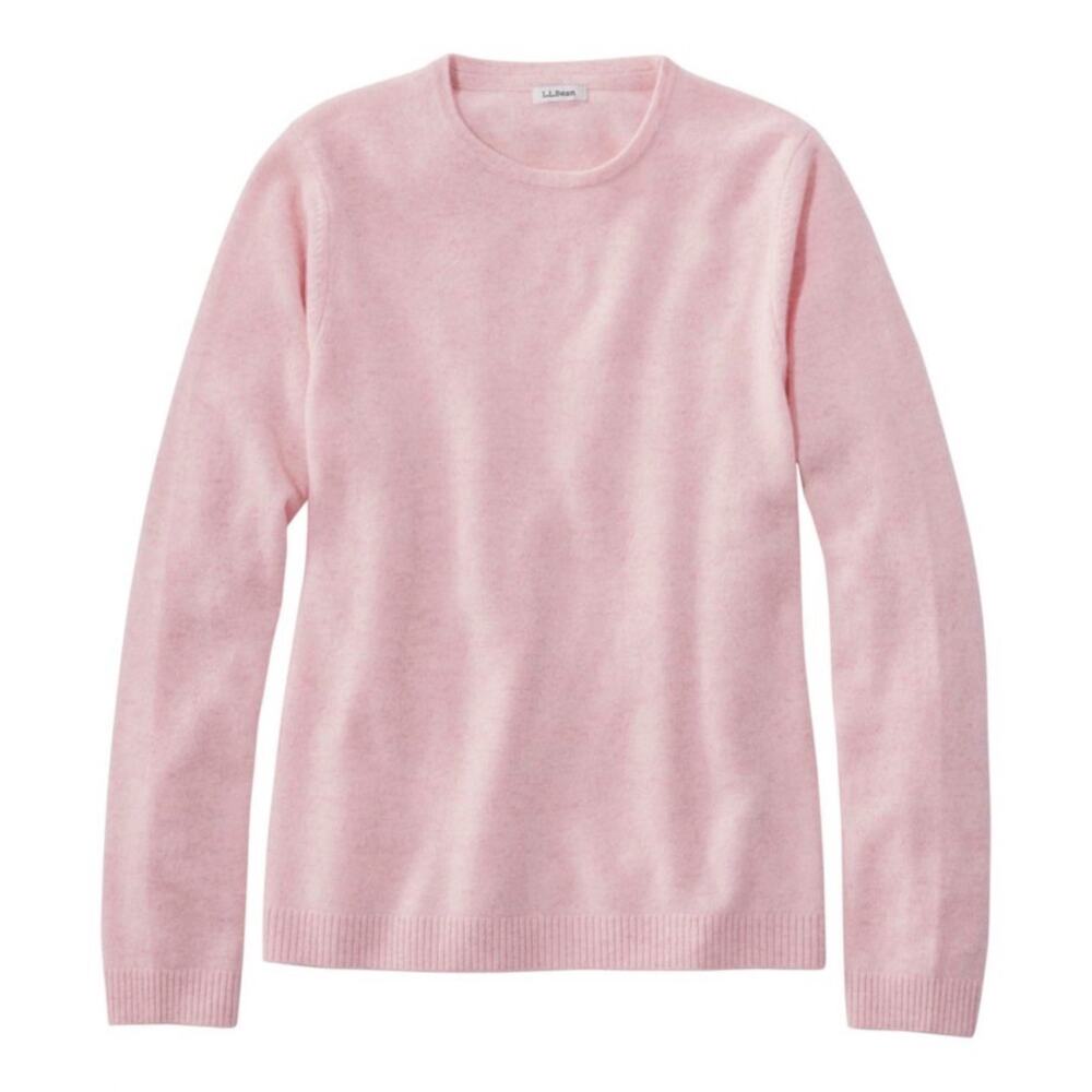 NEW LL Bean Baby Pink Cashmere Sweater Size M Pullover Crew Neck Quiet Luxury